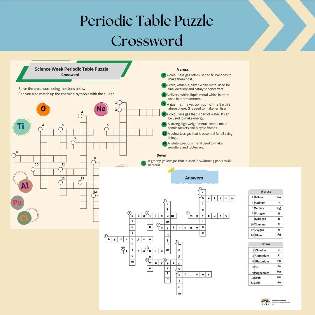 Periodic Table Puzzle Crossword science Week printable Periodic Table Crossword Puzzle Elements periodic Table Worksheet printable Etsy Periodic Table Puzzle Crossword science Week printable Periodic Table Crossword Puzzle Elements periodic Table Worksheet printable Etsy