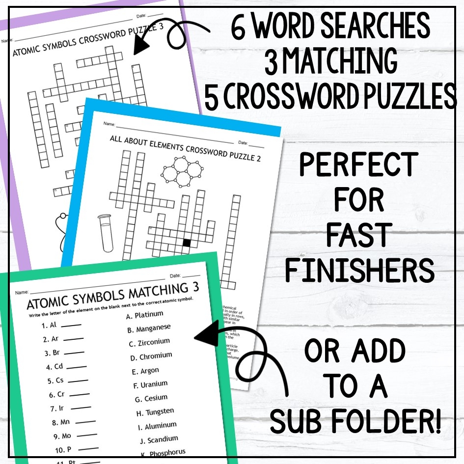 Periodic Table Word Search Science Fun Pages Element Crossword Puzzles Made By Teachers Periodic Table Word Search Science Fun Pages Element Crossword Puzzles Made By Teachers
