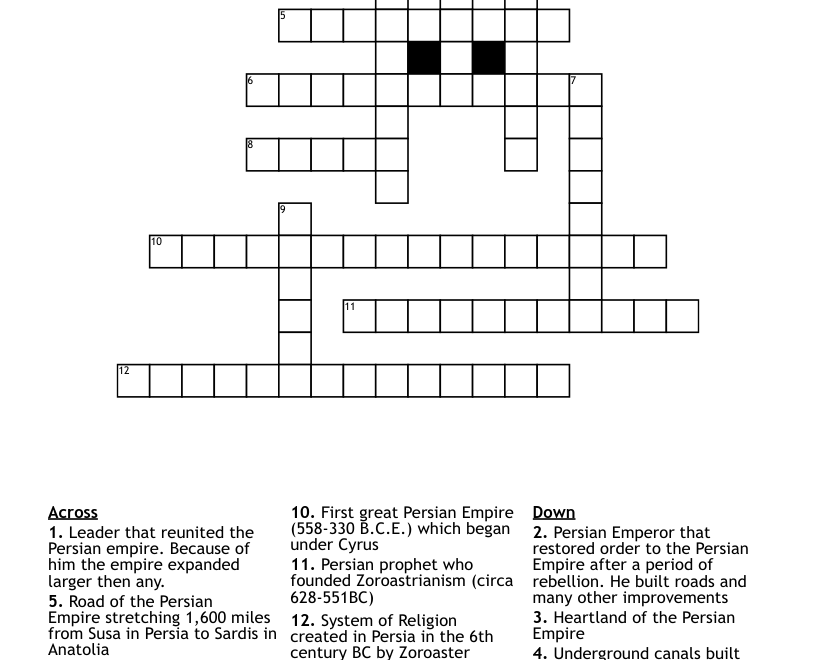 Persian Empire Crossword WordMint