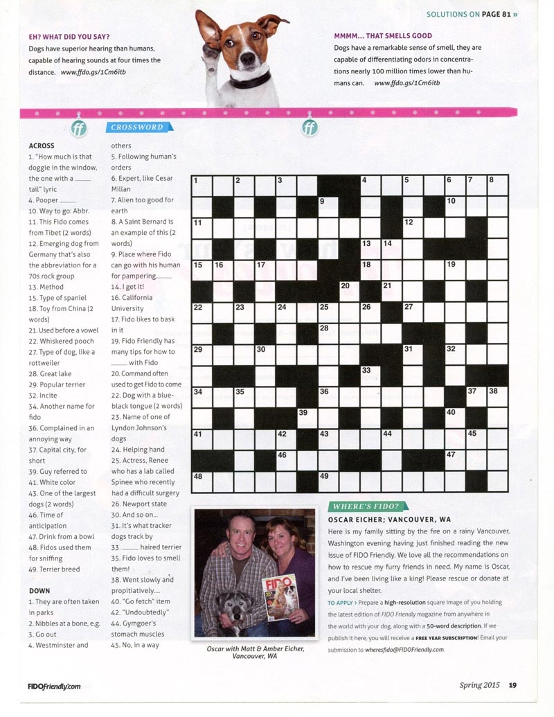 Pets Animals Theme Crosswords