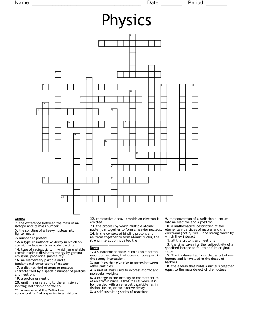 Physics Crossword WordMint