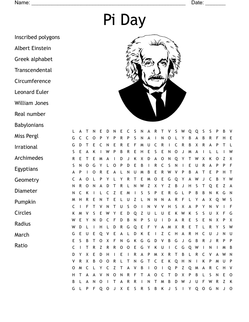 Pi Day Crossword Puzzle WordMint Pi Day Crossword Puzzle WordMint