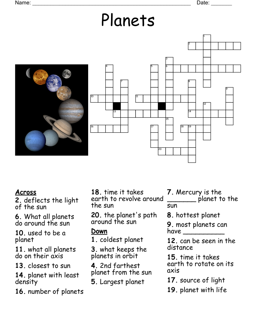 Planets Crossword WordMint