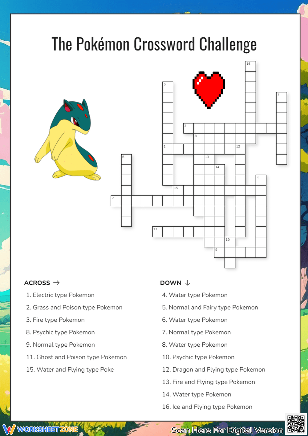 Printable Kid Crossword Pokemon Printable Kid Crossword Pokemon