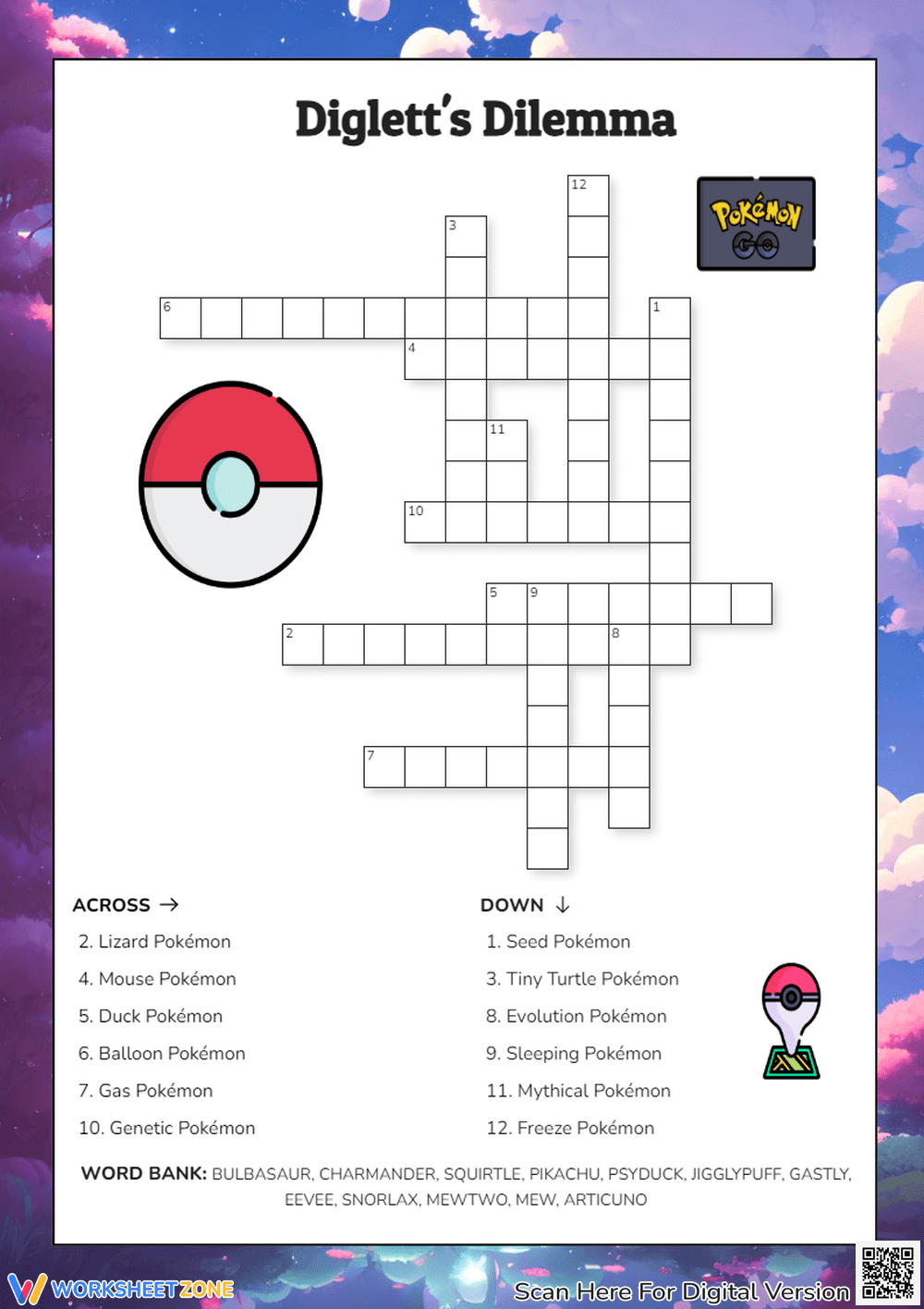 Pokemon Crossword Puzzle Worksheets Printable Pokemon Crossword Puzzle Worksheets Printable