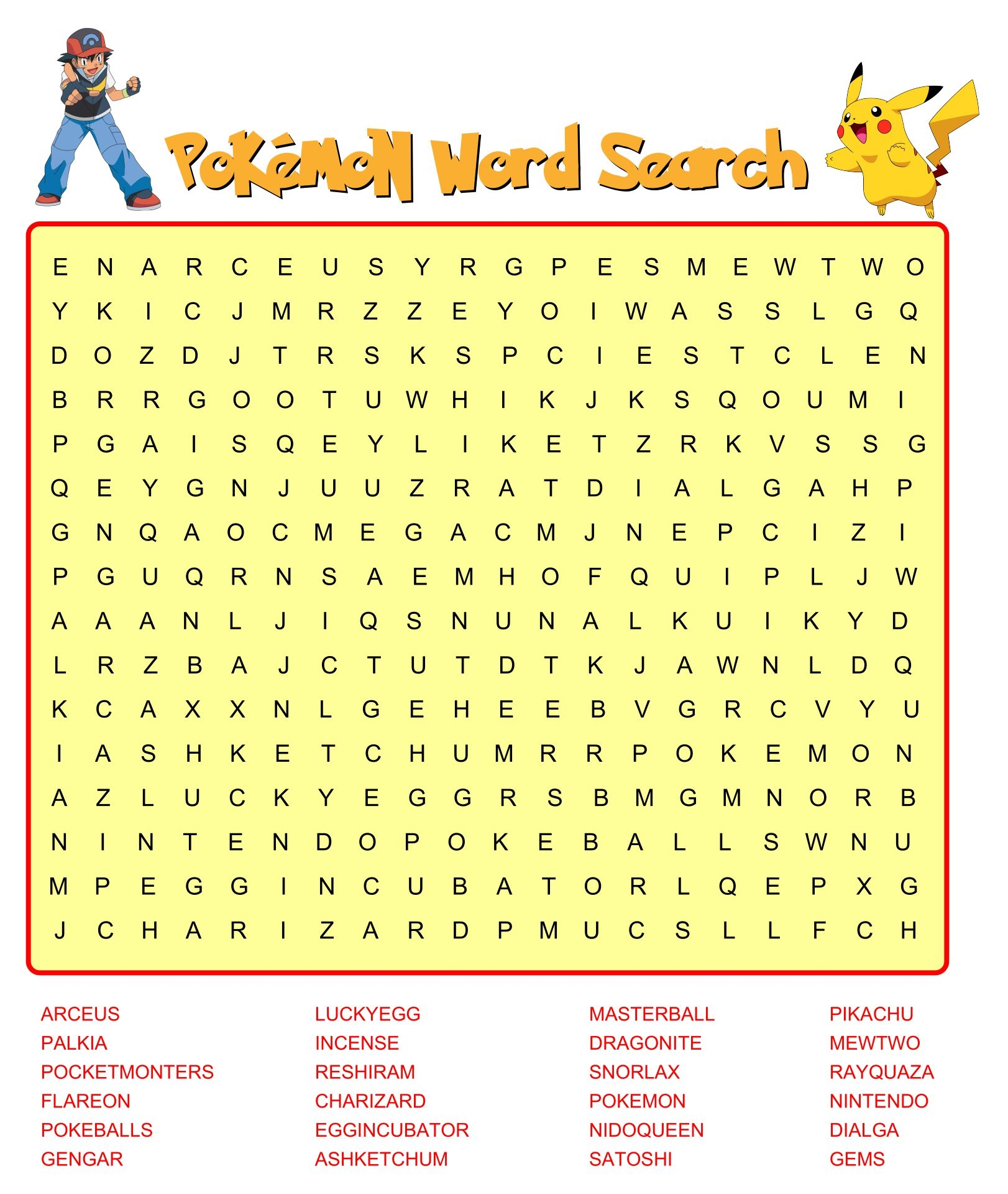 Pokemon Crossword Puzzles Printable Pokemon Crossword Puzzles Printable
