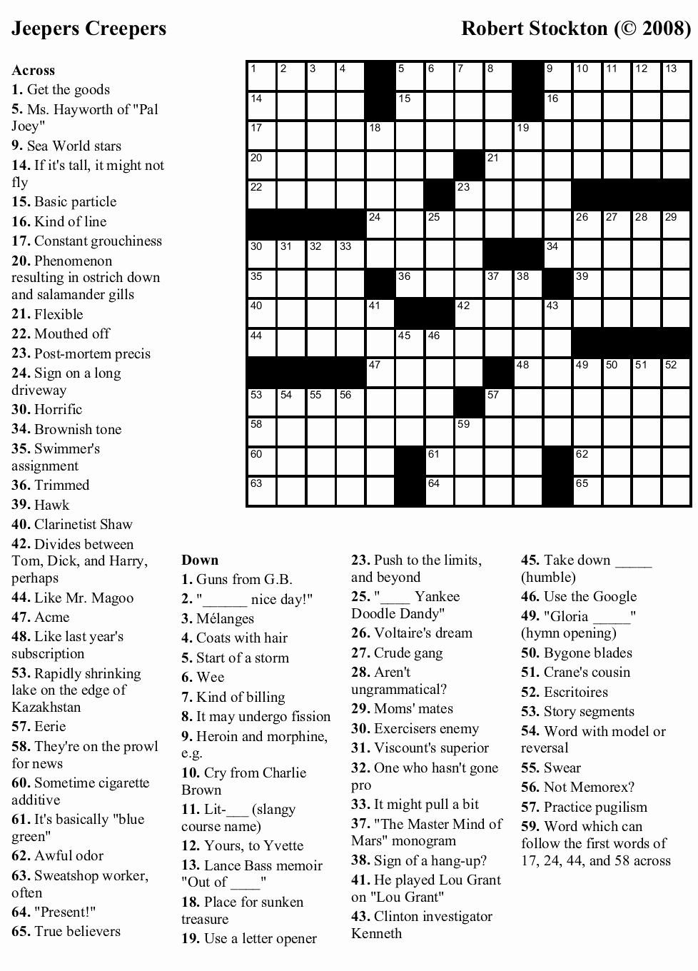 Universal Daily Crossword Printable
