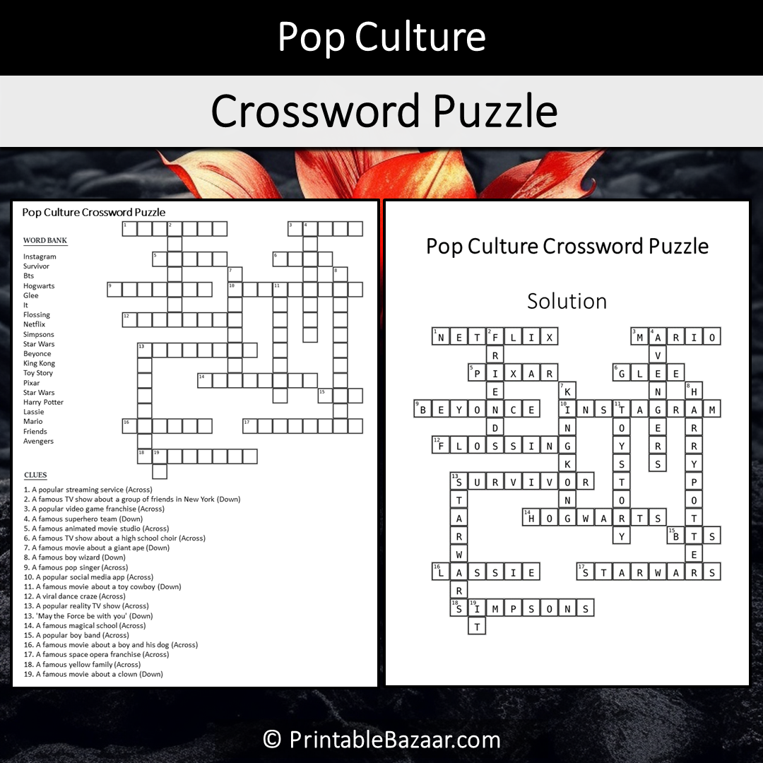 Pop Culture Crossword WordMint Worksheets Library Pop Culture Crossword WordMint Worksheets Library