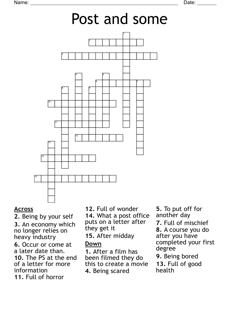 Post And Some Crossword WordMint