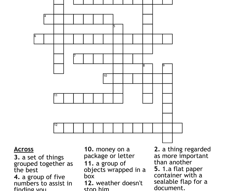Post Office Crossword WordMint