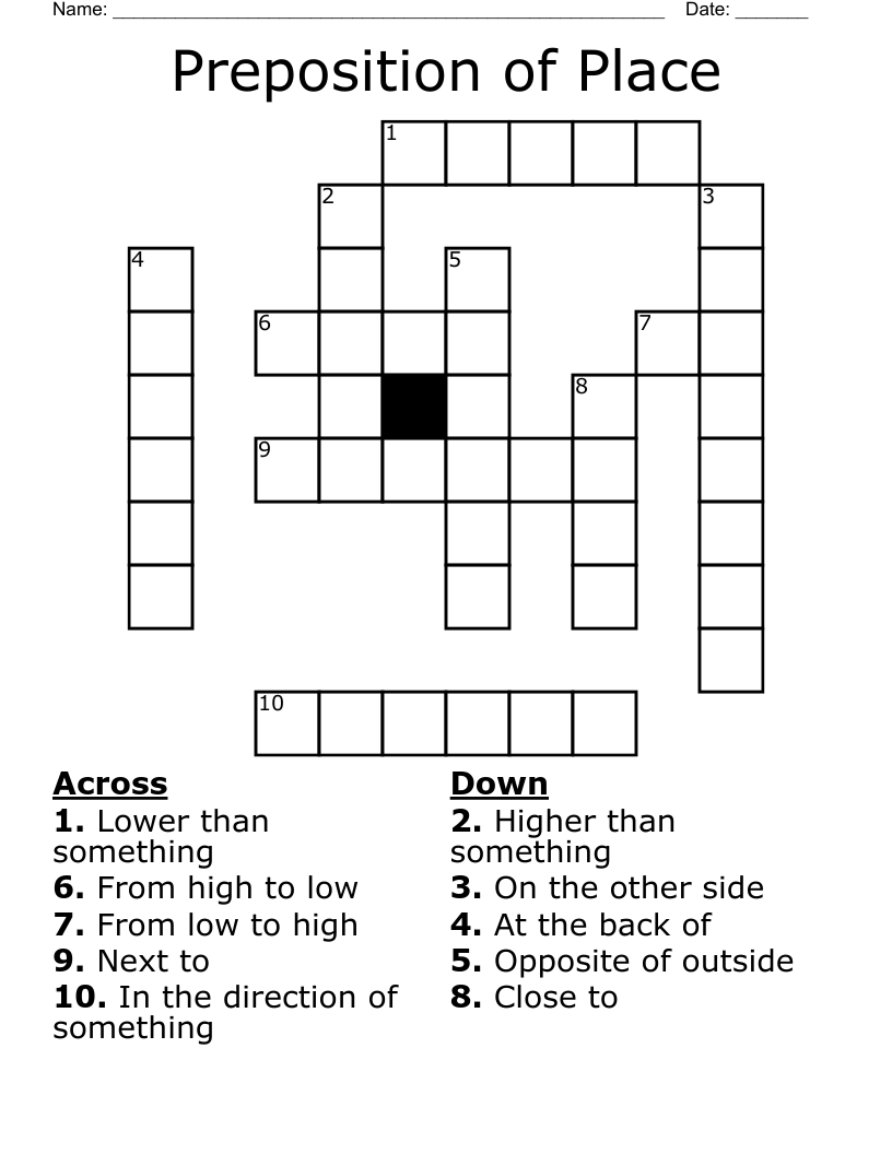 Preposition Of Place Crossword WordMint Preposition Of Place Crossword WordMint