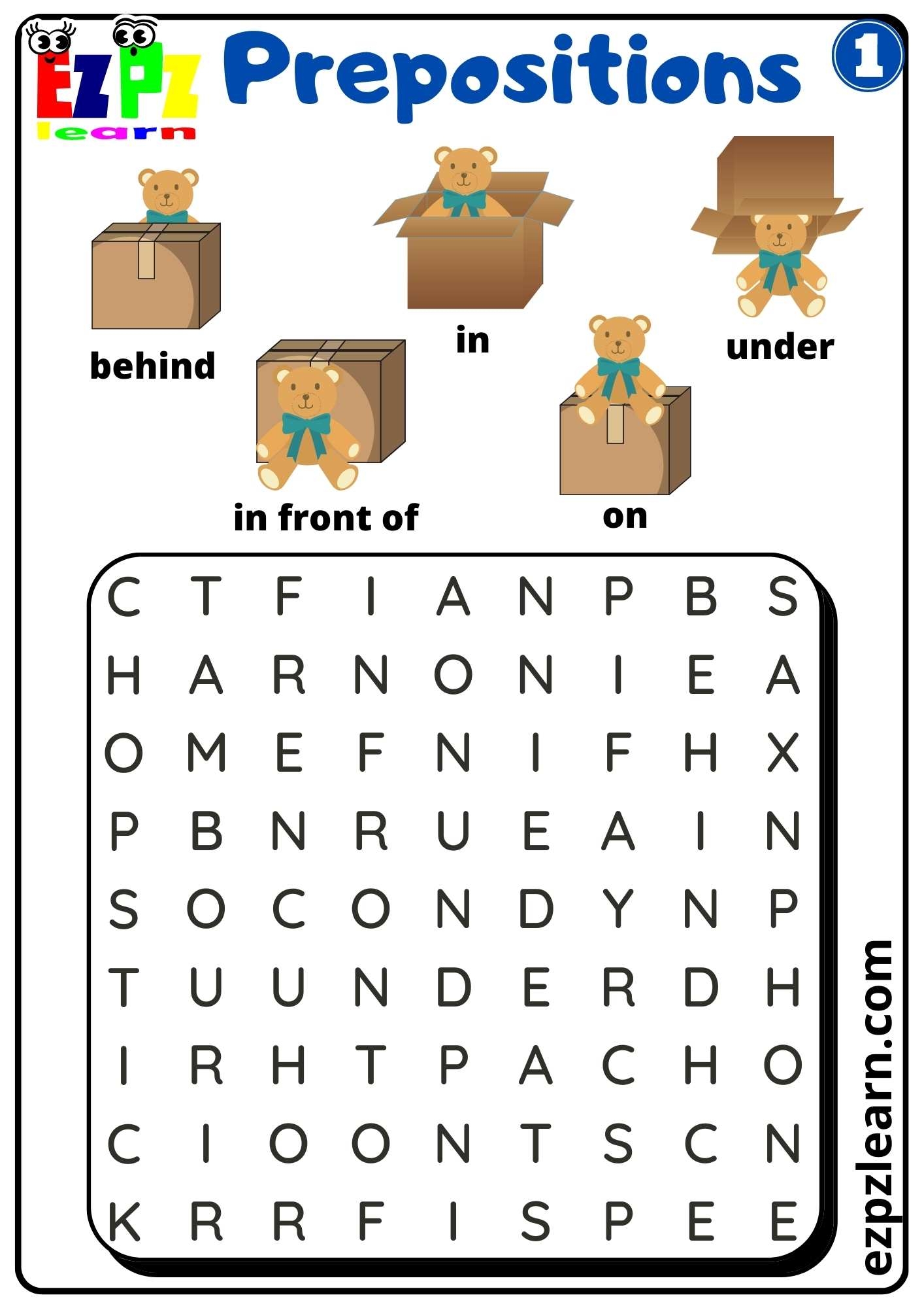 Preposition Crossword Puzzle Printable Preposition Crossword Puzzle Printable