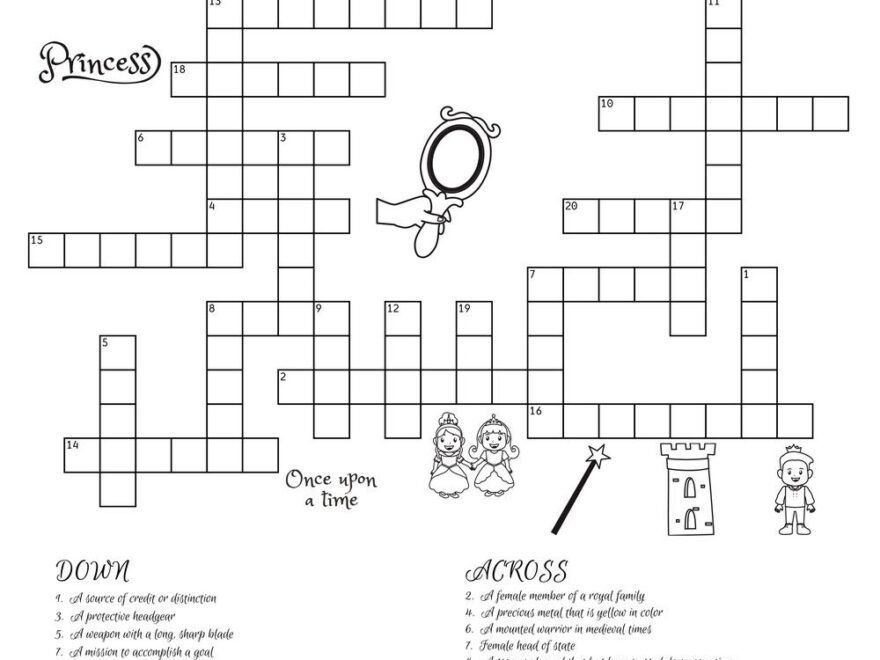 Princess Crossword Puzzle Beeloo Printable Crafts And Activities For Kids
