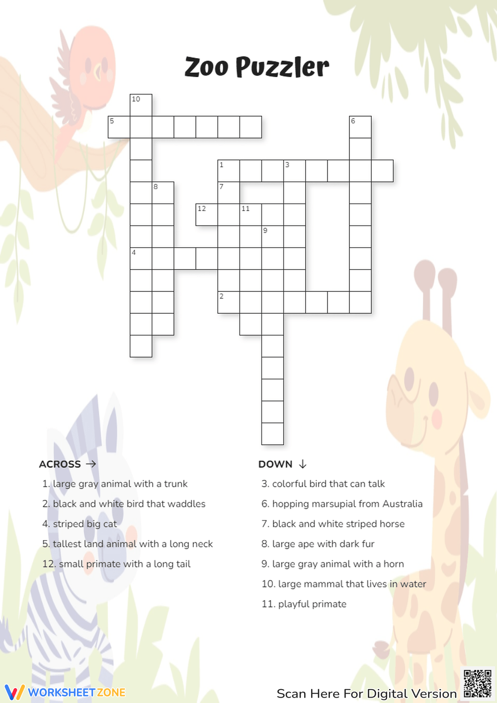Printable Animal Crossword Puzzles