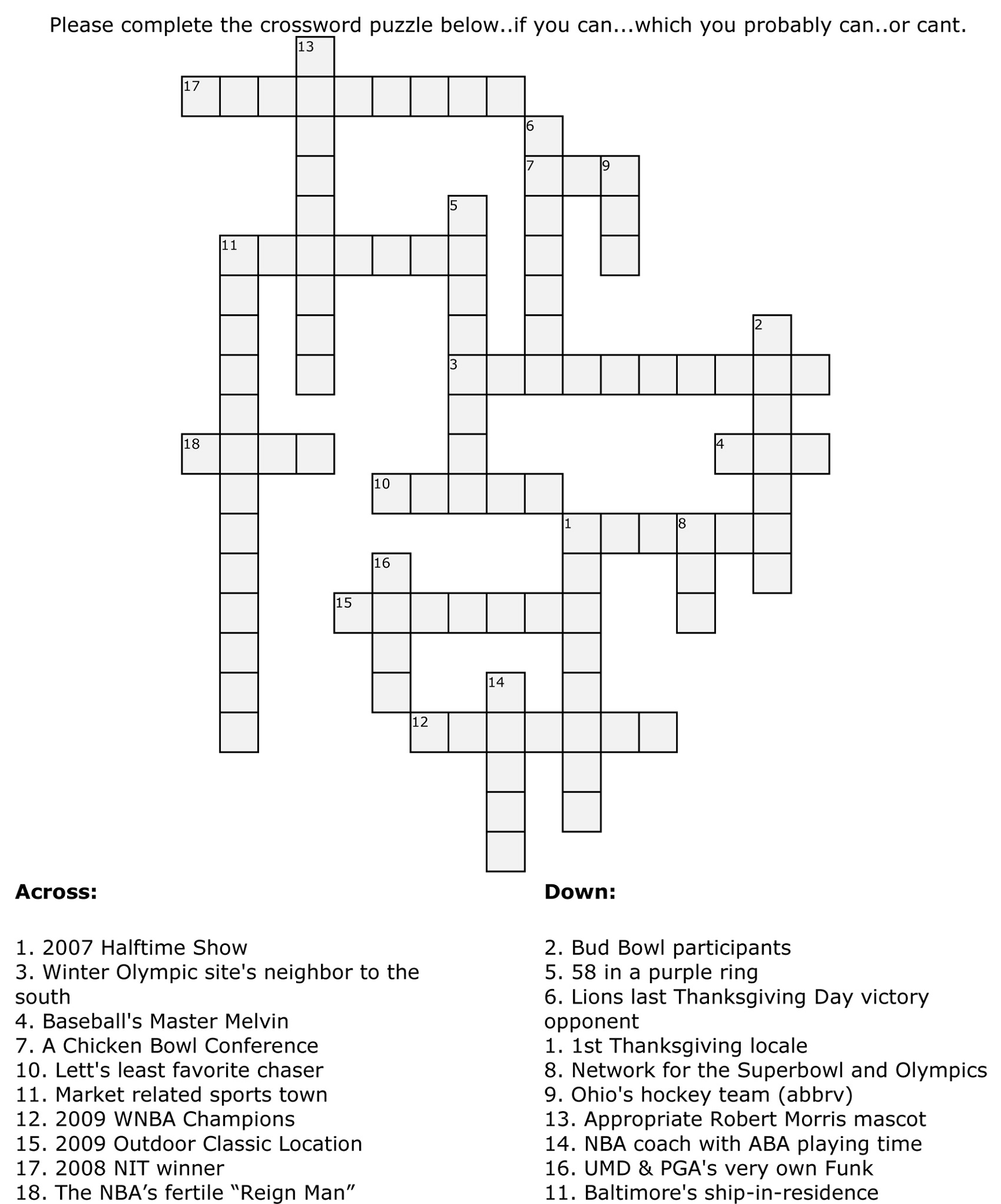 Sports Themed Printable Crossword Puzzles Sports Themed Printable Crossword Puzzles