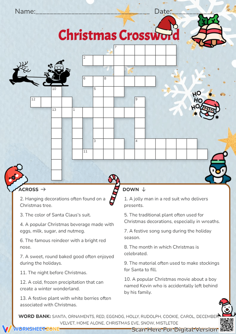 Printable Christmas Crossword Puzzle Printable Christmas Crossword Puzzle