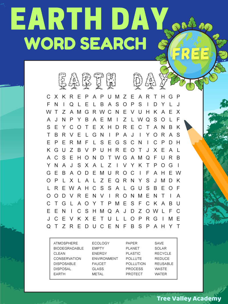 Printable Earth Day Word Search For 6th Graders Older
