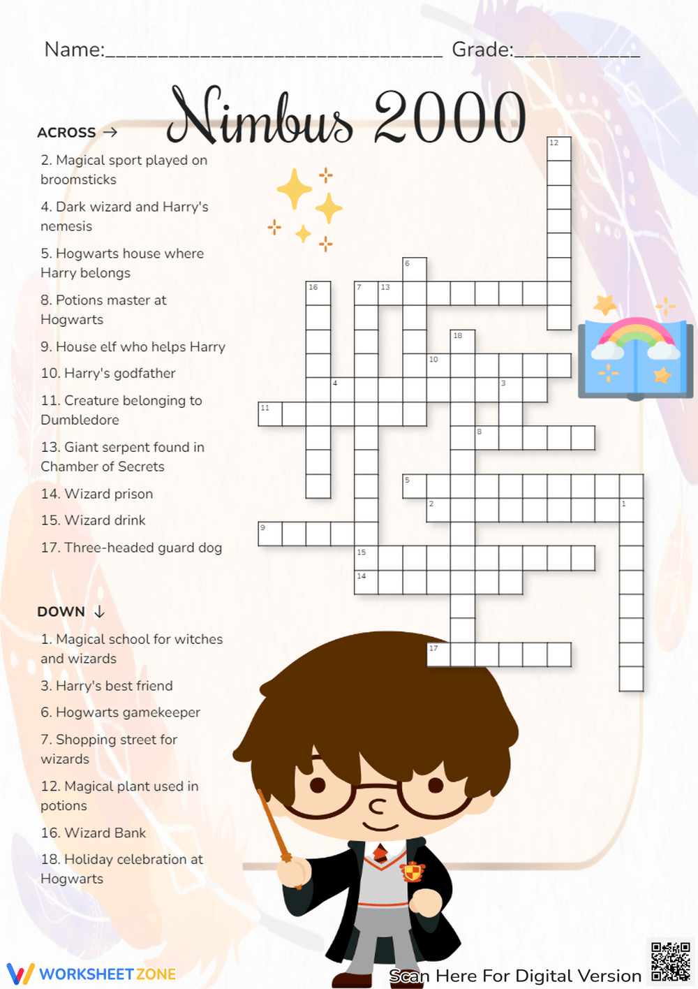Printable Grade 1 Harry Potter Crossword Worksheets Printable Grade 1 Harry Potter Crossword Worksheets
