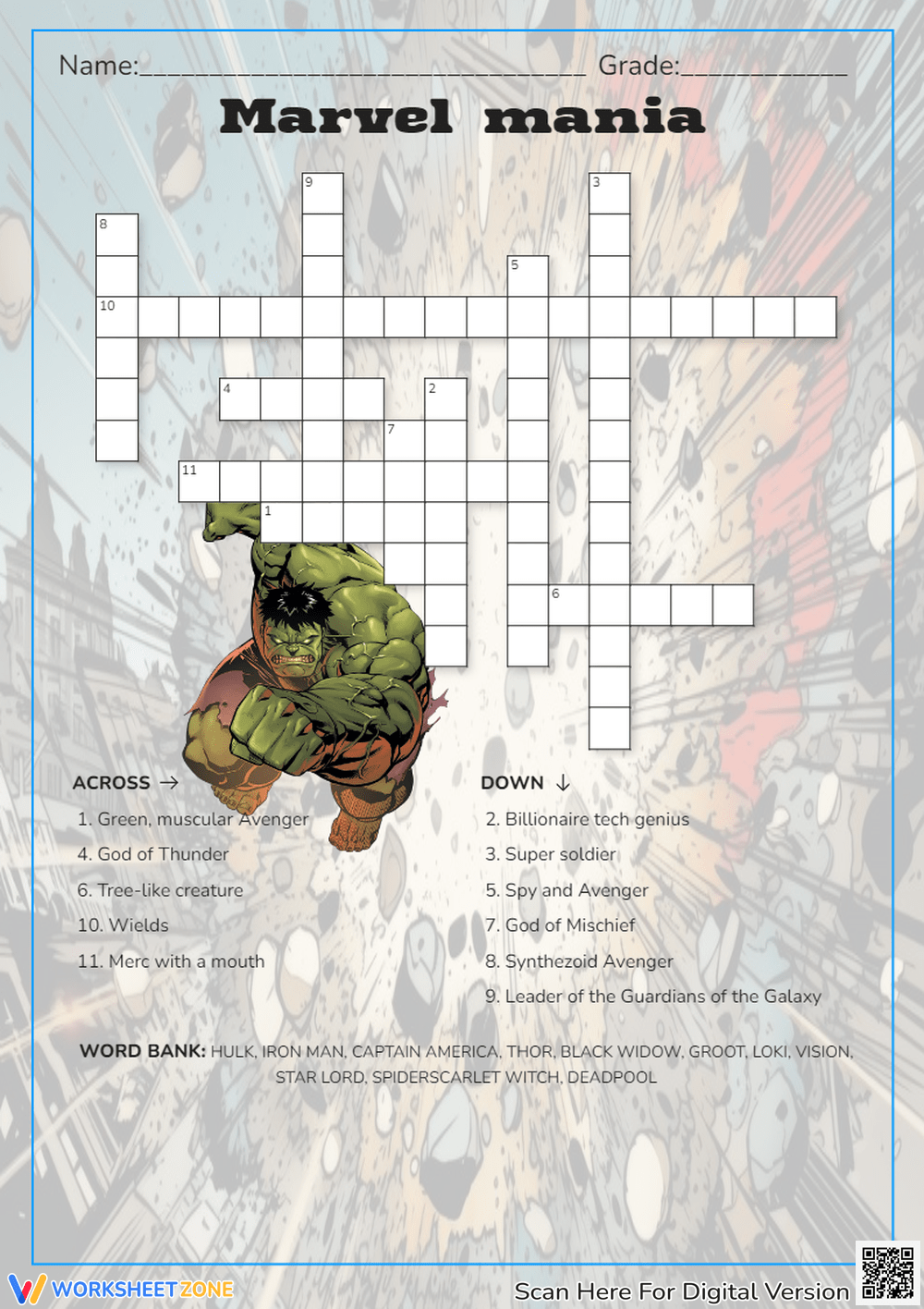Printable Grade 2 Marvel Crossword Puzzle Worksheets Download Printable Grade 2 Marvel Crossword Puzzle Worksheets Download
