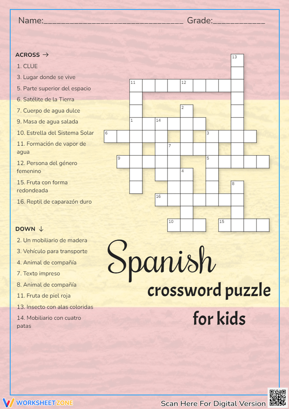 Printable Grade 3 Spanish Crossword Puzzle Worksheets Download Printable Grade 3 Spanish Crossword Puzzle Worksheets Download