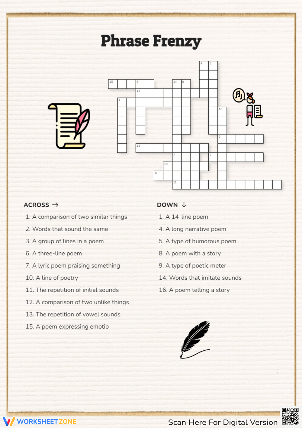 Printable Grade 4 Literary Crossword Puzzle Worksheets Download Printable Grade 4 Literary Crossword Puzzle Worksheets Download