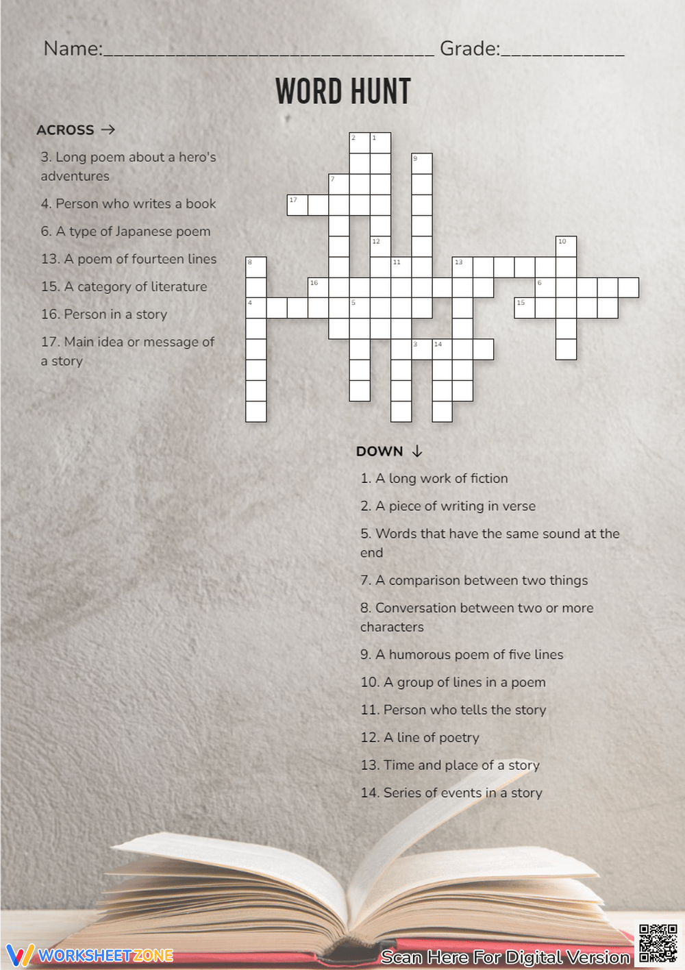Printable Literary Crossword Puzzle Worksheets Printable Literary Crossword Puzzle Worksheets