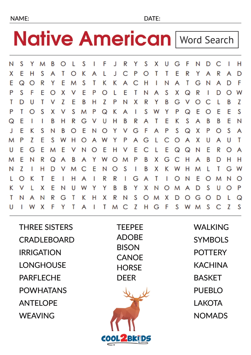 Printable Native American Word Search Cool2bKids Printable Native American Word Search Cool2bKids