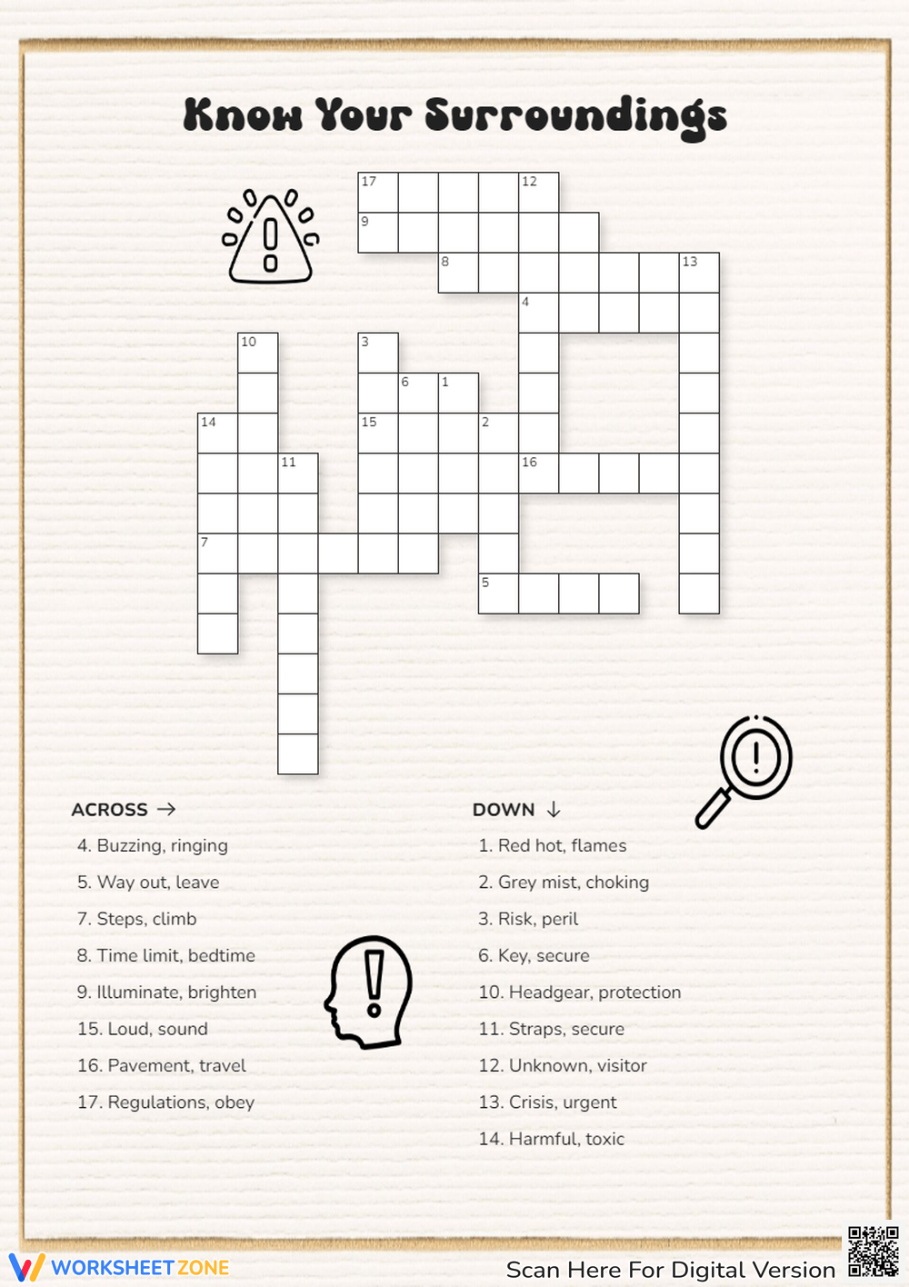 Printable Safety Crossword Puzzle Worksheets Printable Safety Crossword Puzzle Worksheets
