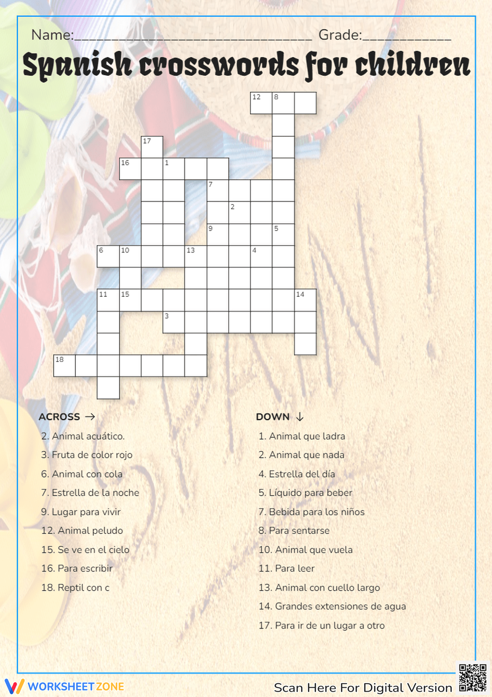 Printable Spanish Crossword Puzzle Worksheets Printable Spanish Crossword Puzzle Worksheets