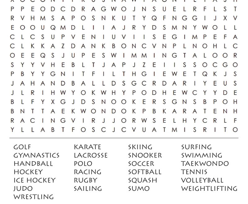 Printable Sports Word Search Cool2bKids
