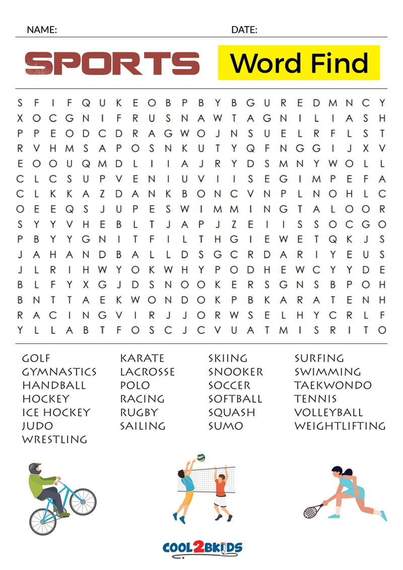 Printable Sports Word Search Cool2bKids Printable Sports Word Search Cool2bKids