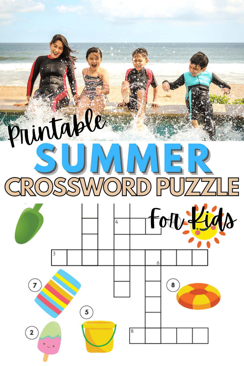 Printable Summer Crossword Puzzle For Kids