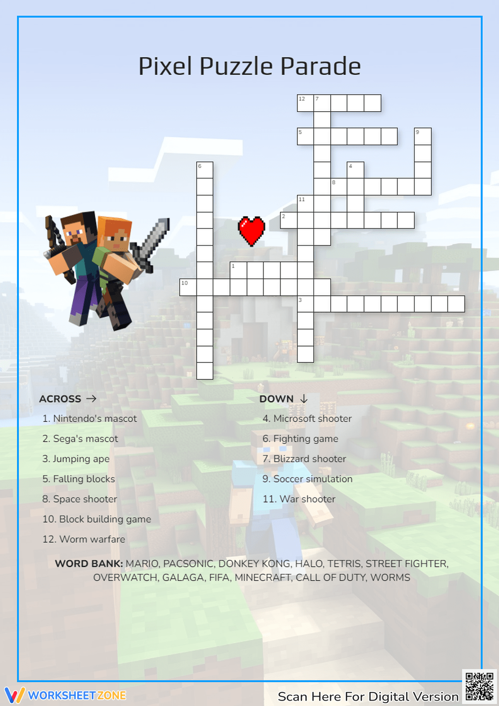 Printable Video Game Crossword Worksheets Printable Video Game Crossword Worksheets