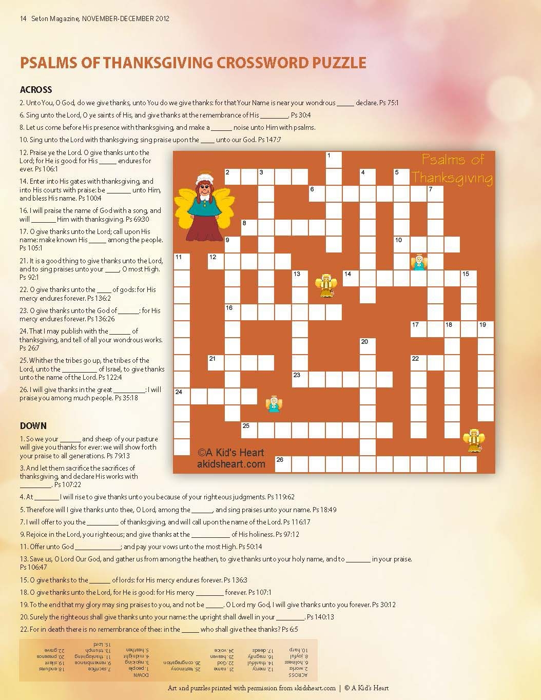 Thanksgiving Crossword Printable Thanksgiving Crossword Printable