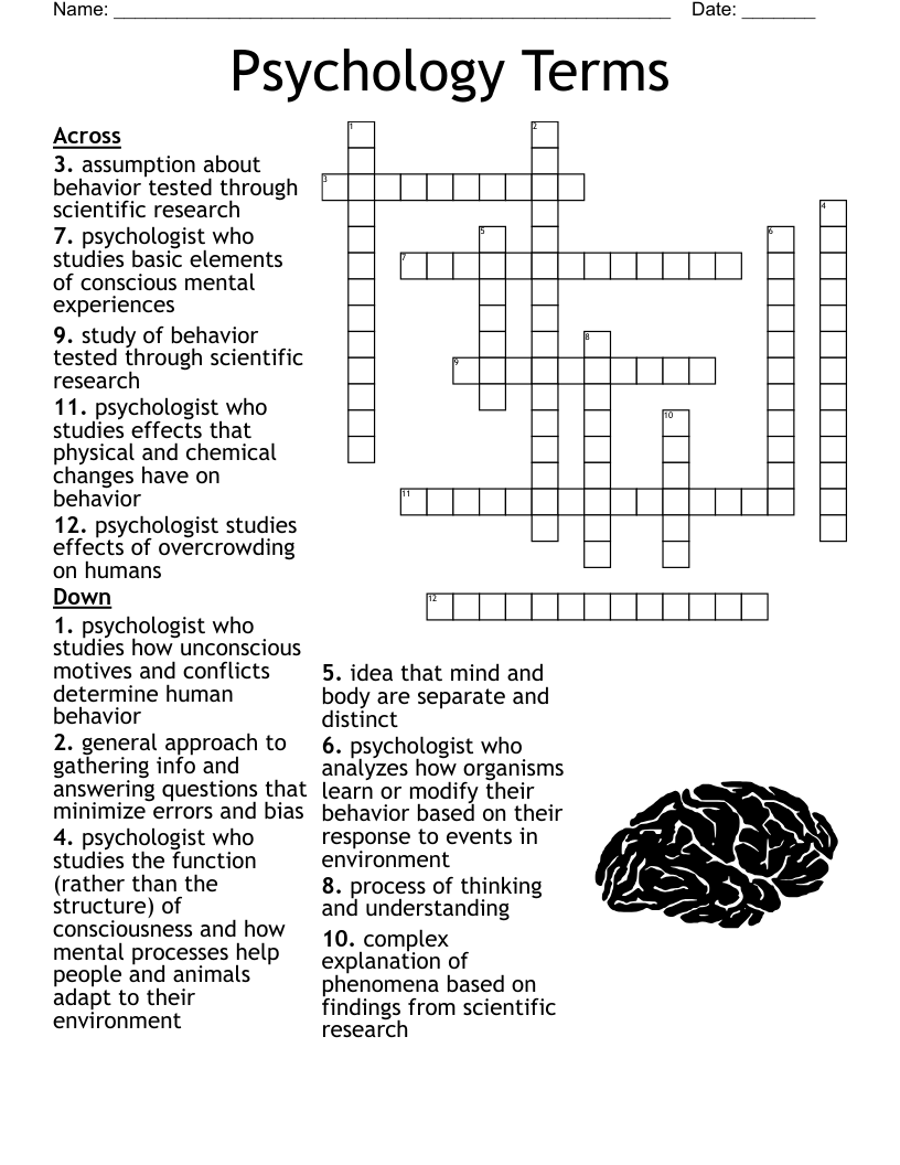 Psychology Terms Crossword WordMint Psychology Terms Crossword WordMint