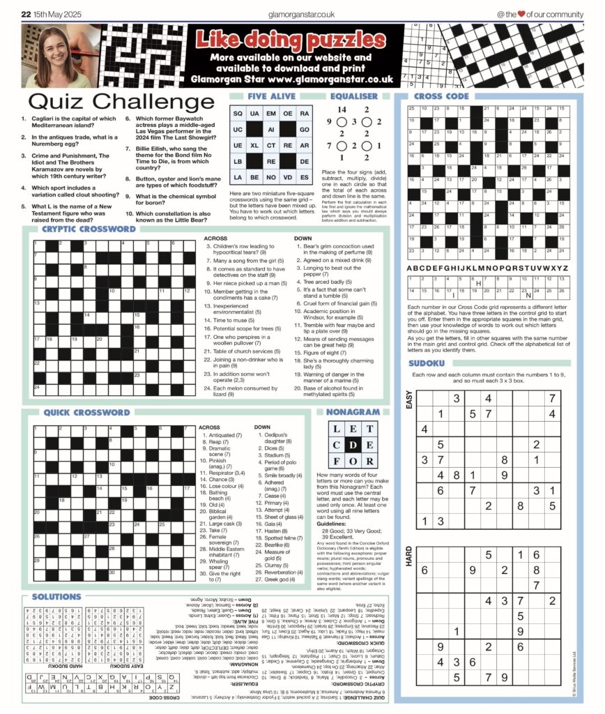 Puzzle Page Glamorgan Star Newspaper Puzzle Page Glamorgan Star Newspaper