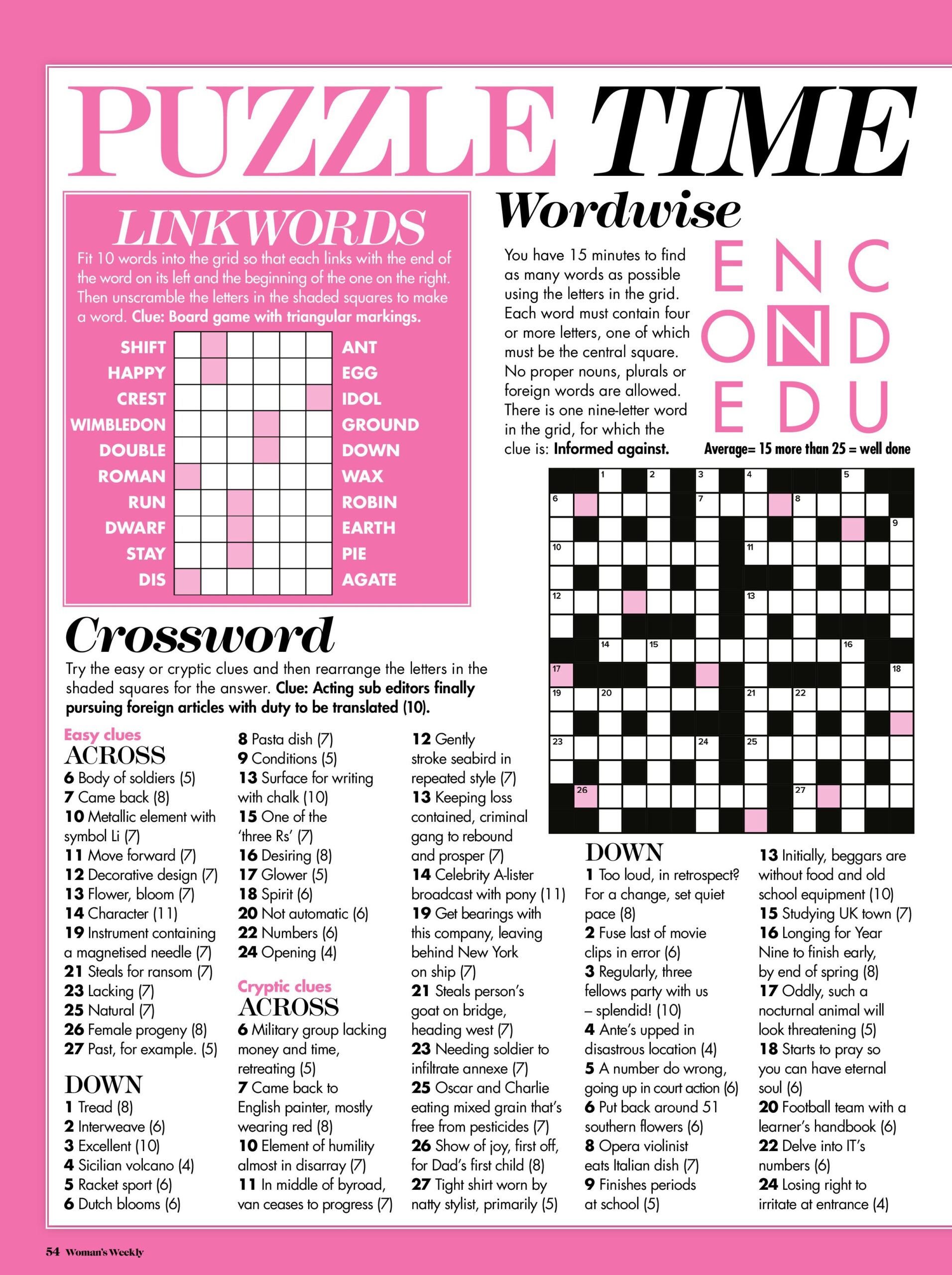 Printable Star Magazine Crossword Puzzles