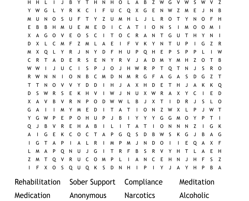Recovery Crossword Word Search WordMint