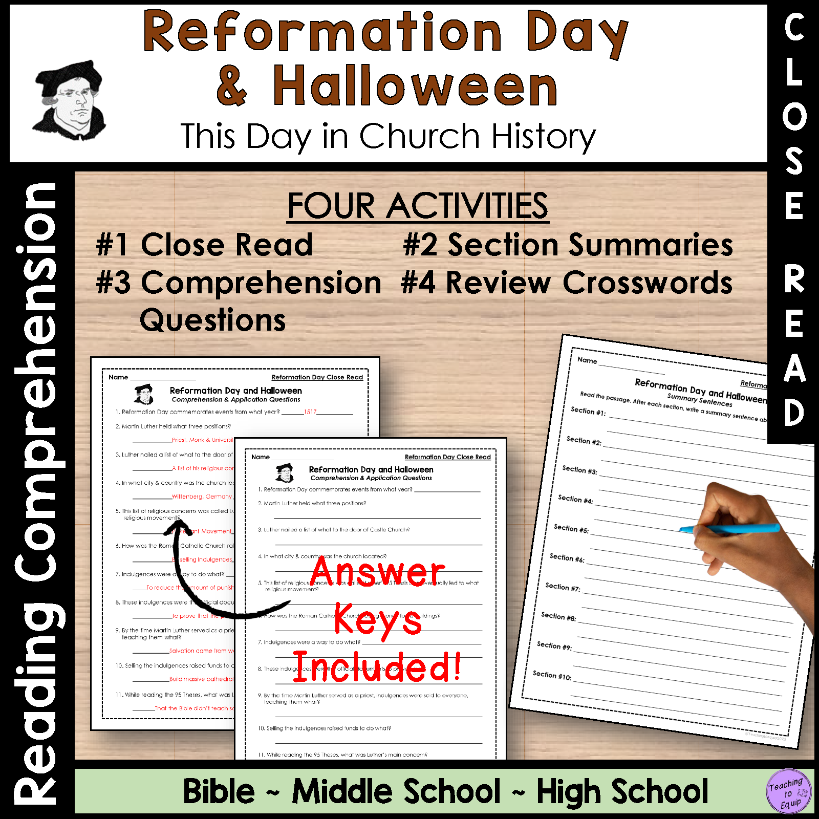 Reformation Day Halloween Close Read With Biblical Integration Made By Teachers Reformation Day Halloween Close Read With Biblical Integration Made By Teachers