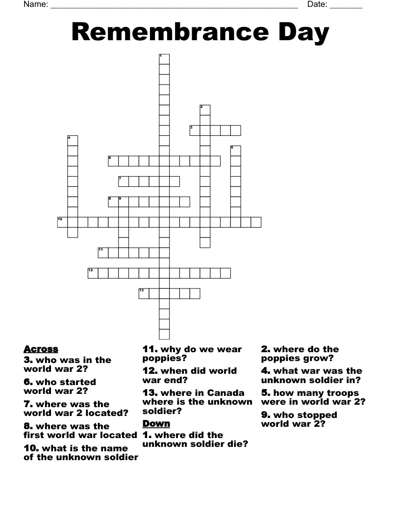 Remembrance Crossword WordMint Remembrance Crossword WordMint