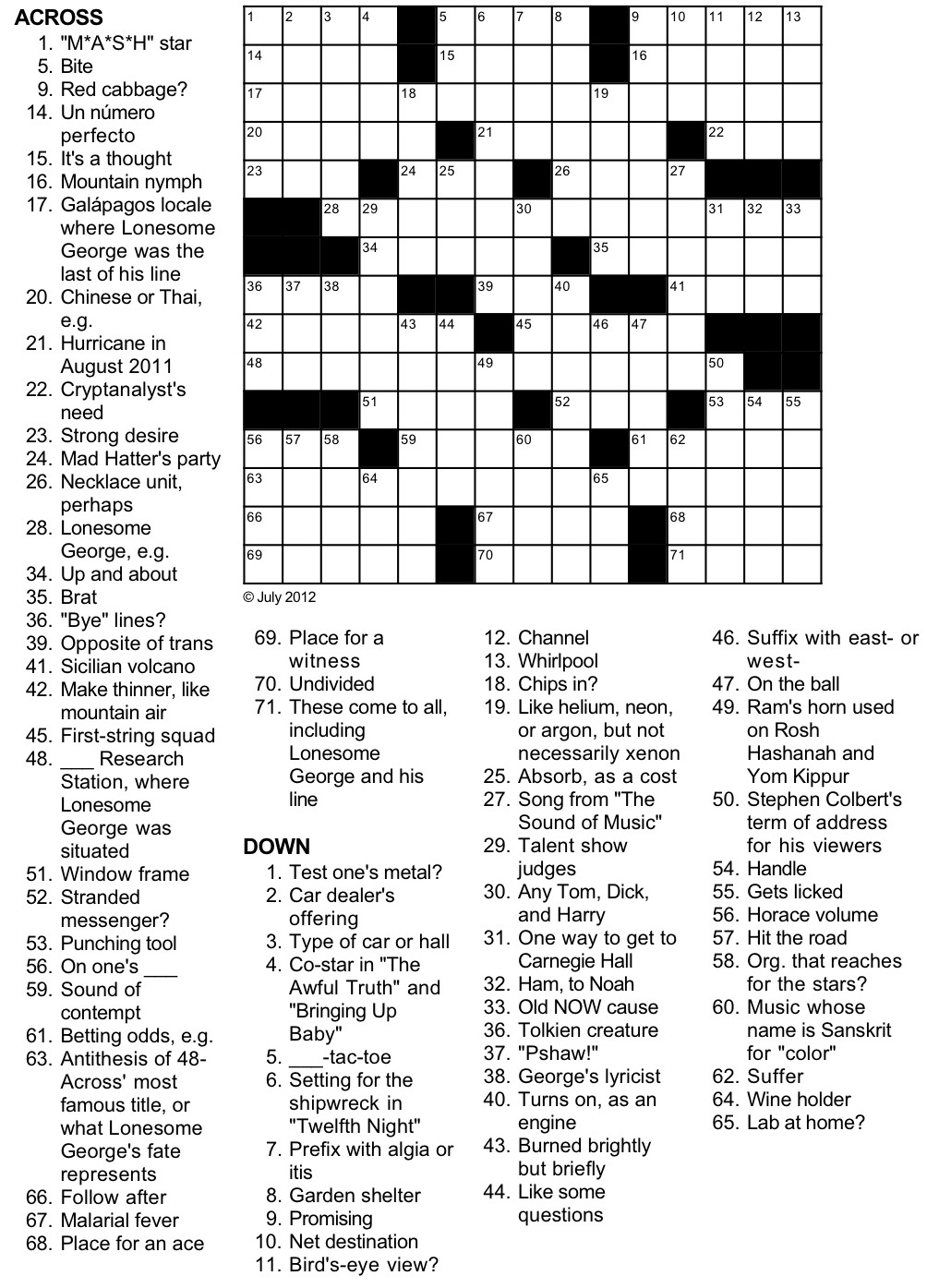 RIP Science Tribute Crossword Puzzle By George Barany RIP Science Tribute Crossword Puzzle By George Barany