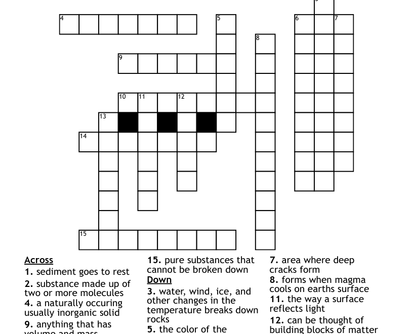Rock Crossword Puzzle WordMint