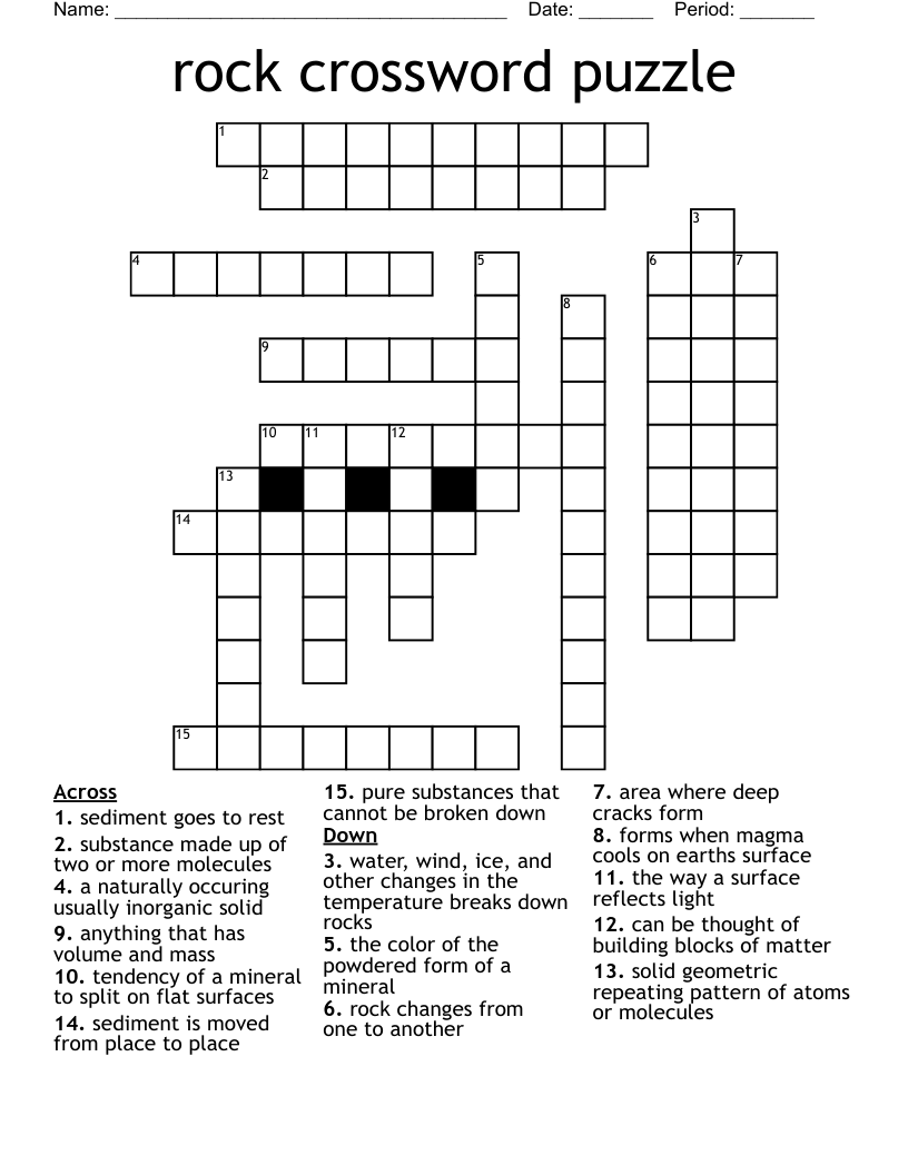Rock Crossword Puzzle WordMint Rock Crossword Puzzle WordMint