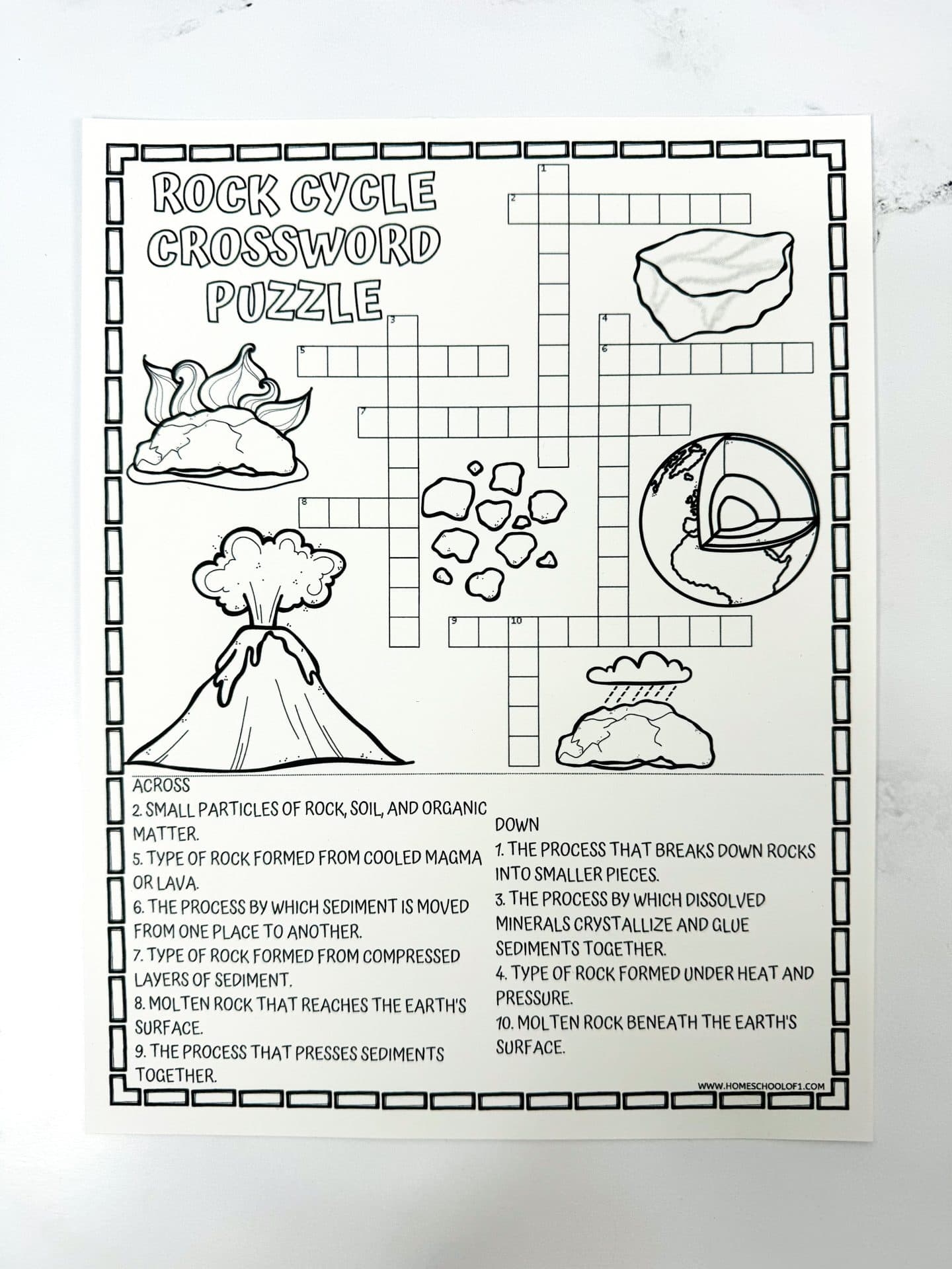 Rock Cycle Crossword Puzzle Free Printable  Rock Cycle Crossword Puzzle Free Printable
