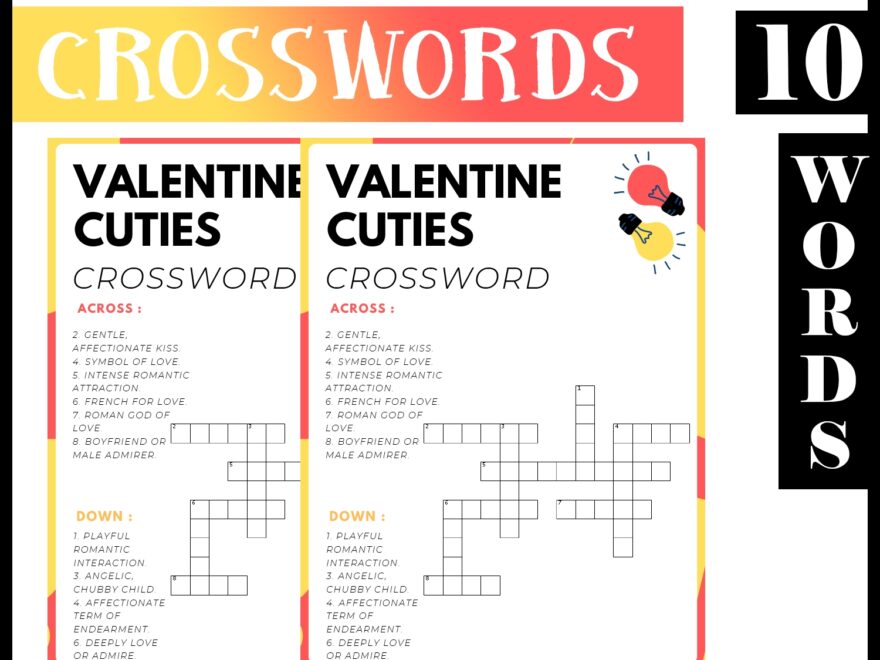 Romantic Gestures No Prep Crossword Puzzle Worksheet Activity For Morning Work Made By Teachers