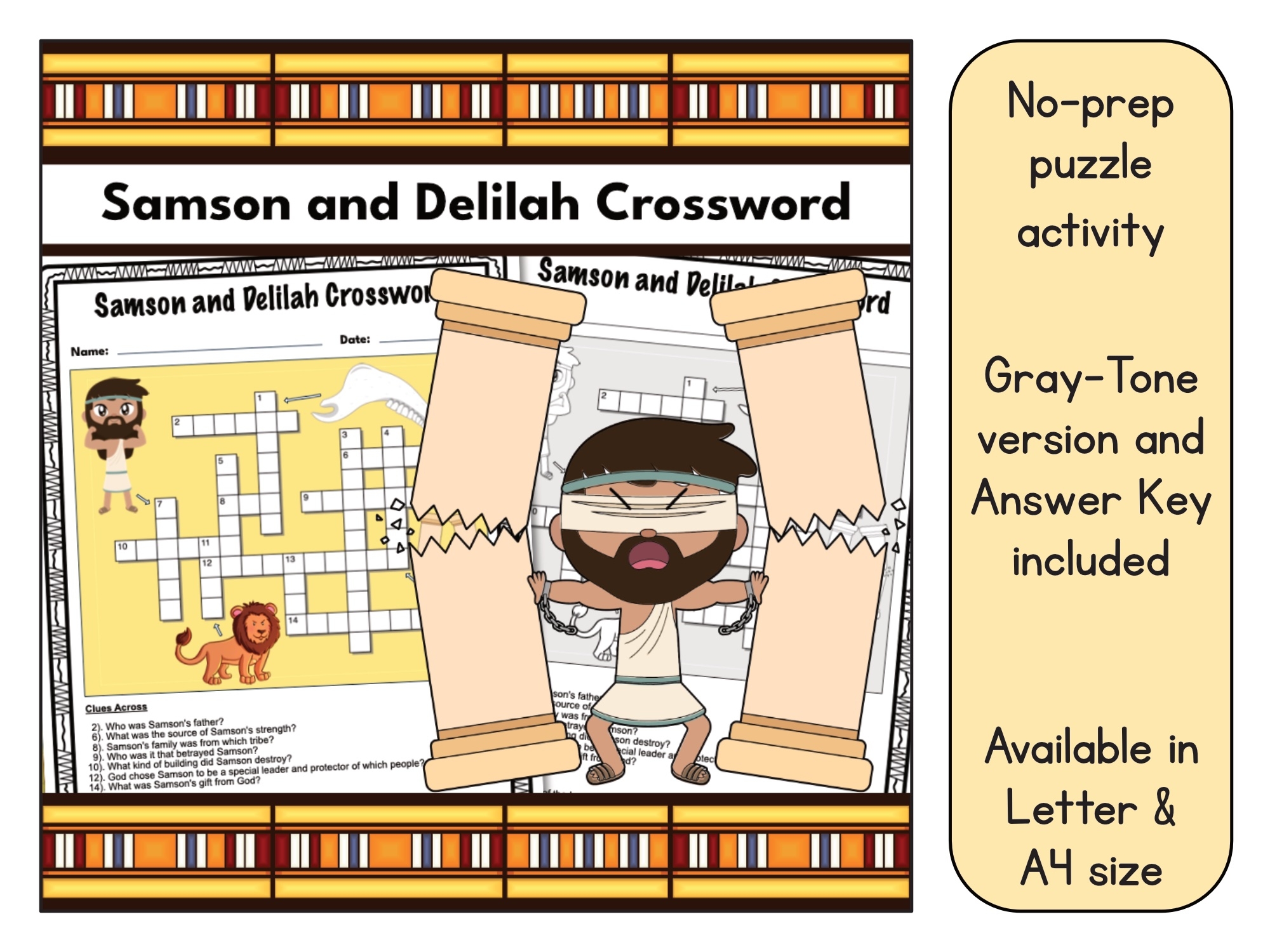 Samson And Delilah Crossword Puzzle Printable Made By Teachers Samson And Delilah Crossword Puzzle Printable Made By Teachers