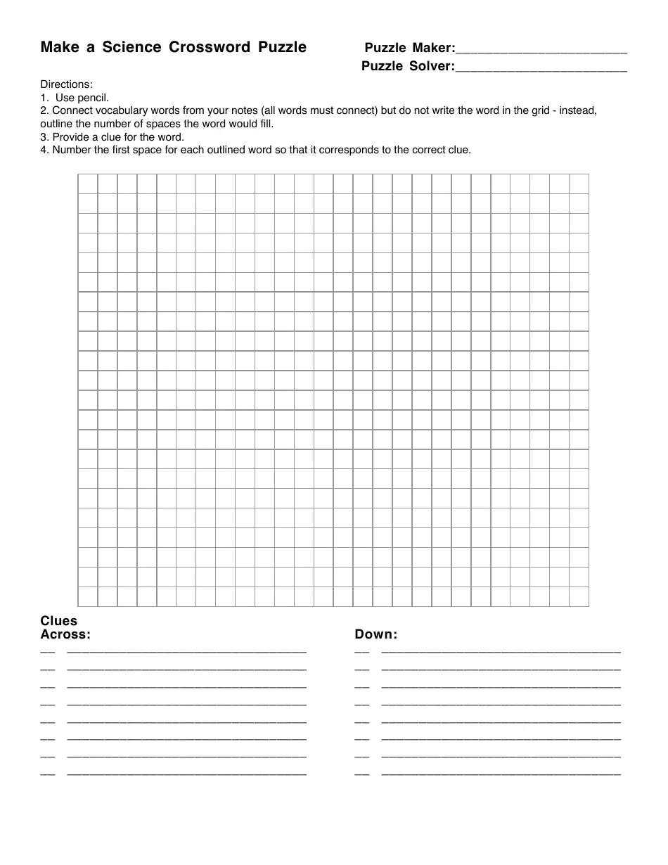 Science Crossword Puzzle Template Download Printable PDF Templateroller Science Crossword Puzzle Template Download Printable PDF Templateroller