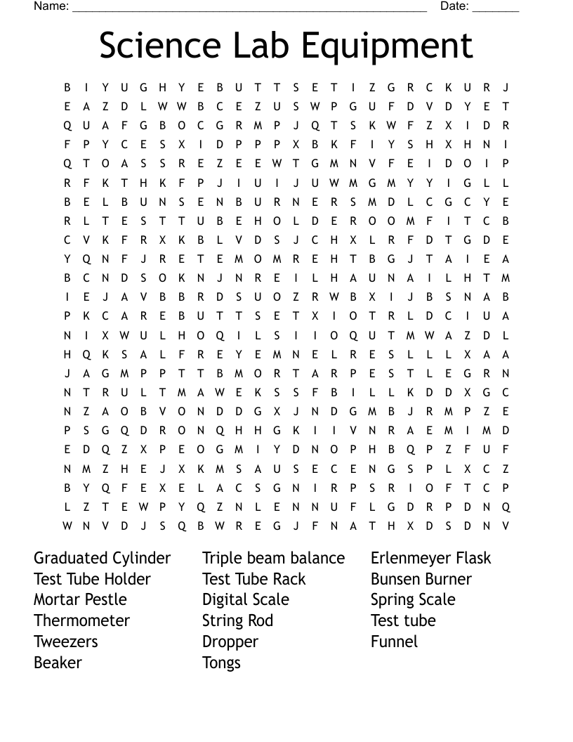 Science Lab Equipment Word Search WordMint