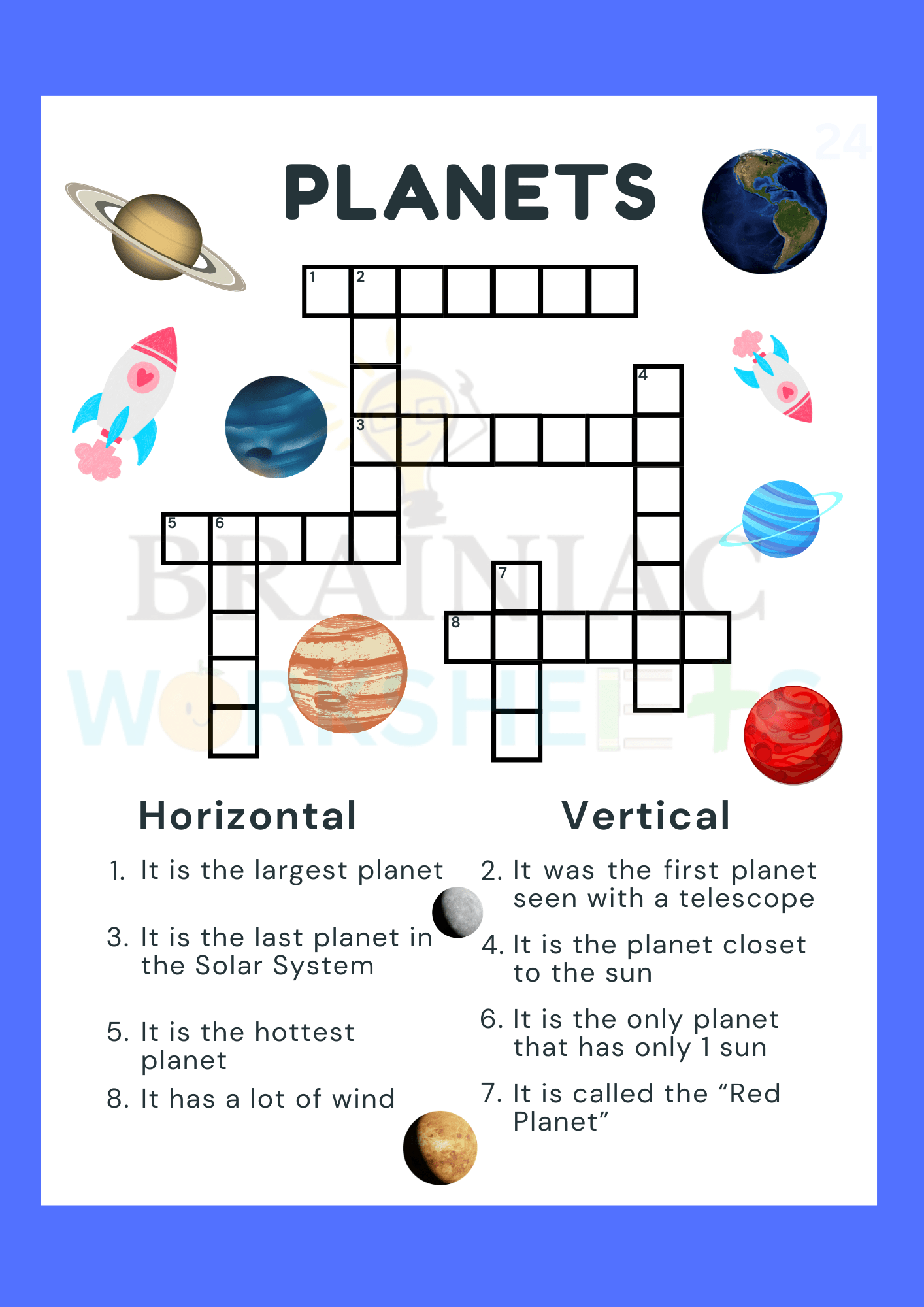 Science Planets Crossword Worksheet Activity Class 3 Brainiac Worksheets Science Planets Crossword Worksheet Activity Class 3 Brainiac Worksheets