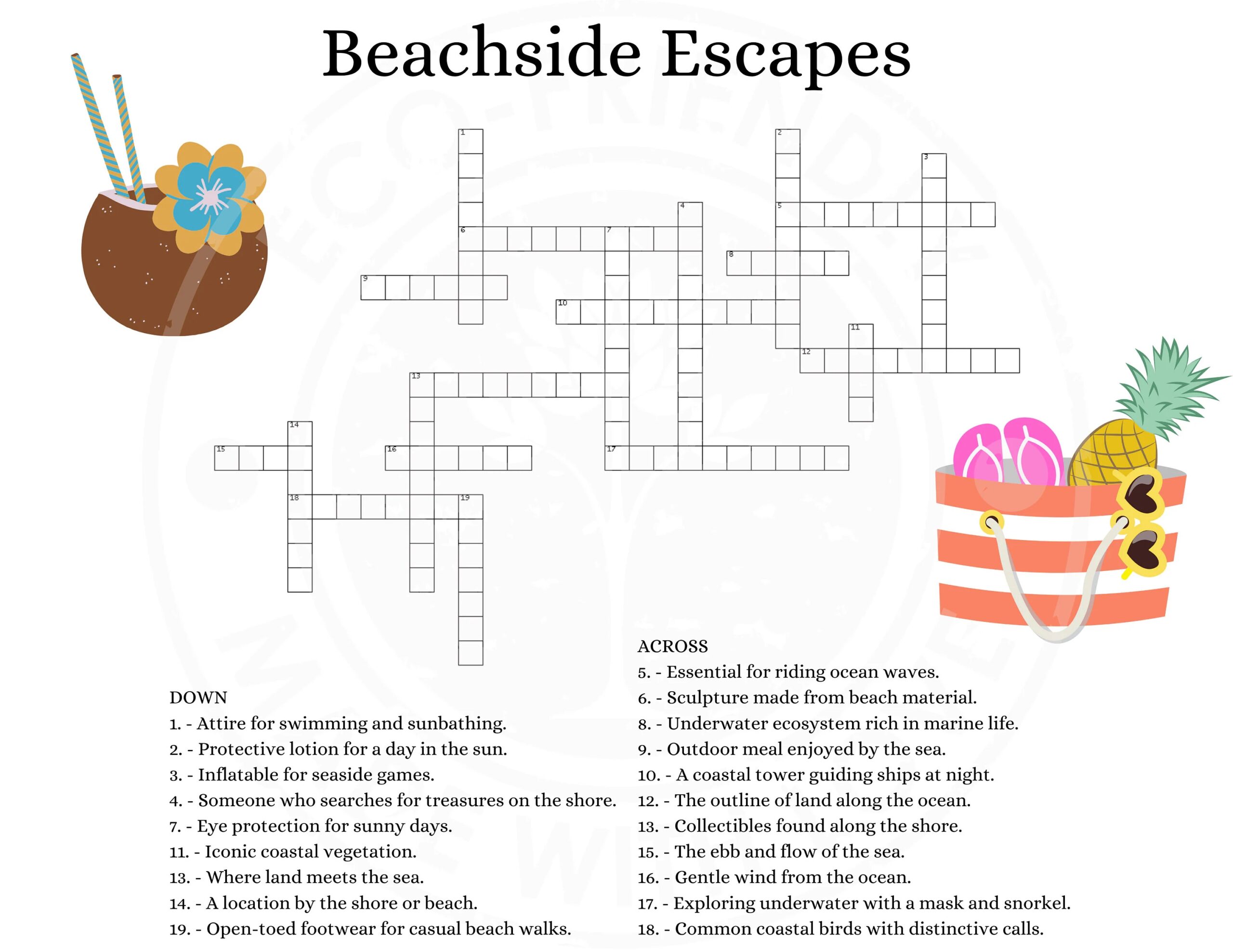 Swimming Crossword Printable Swimming Crossword Printable